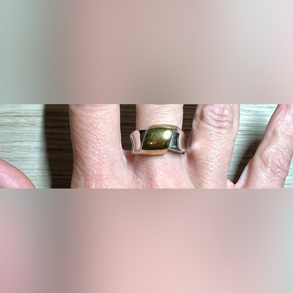Designer Pranda CNA Sterling Silver & Gold Modernist Ribbon Ring, Size 8, 7.5G - Picture 8 of 10